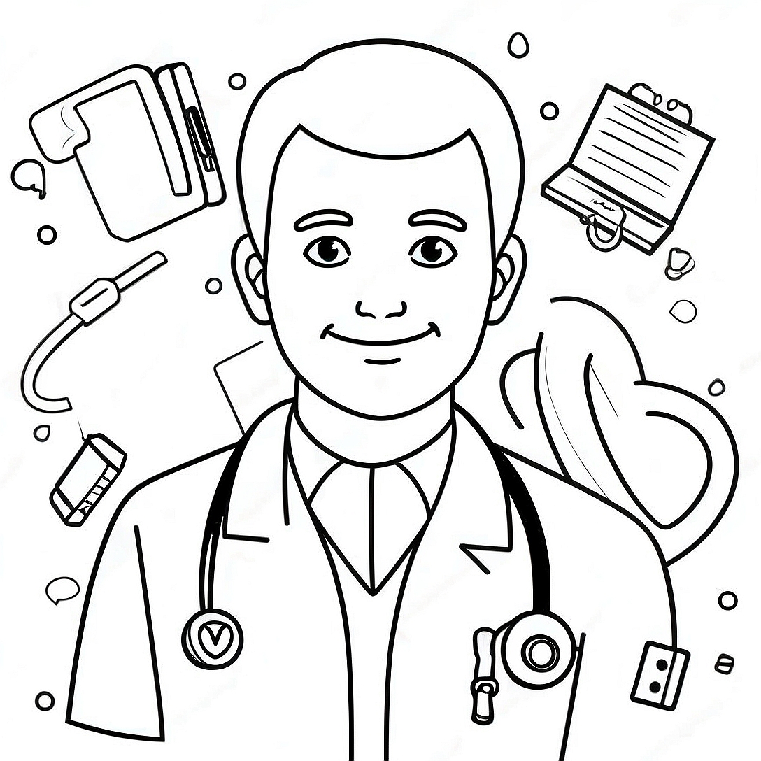Colorful Healthcare Heroes Coloring Page | Healthcare Posters coloring page