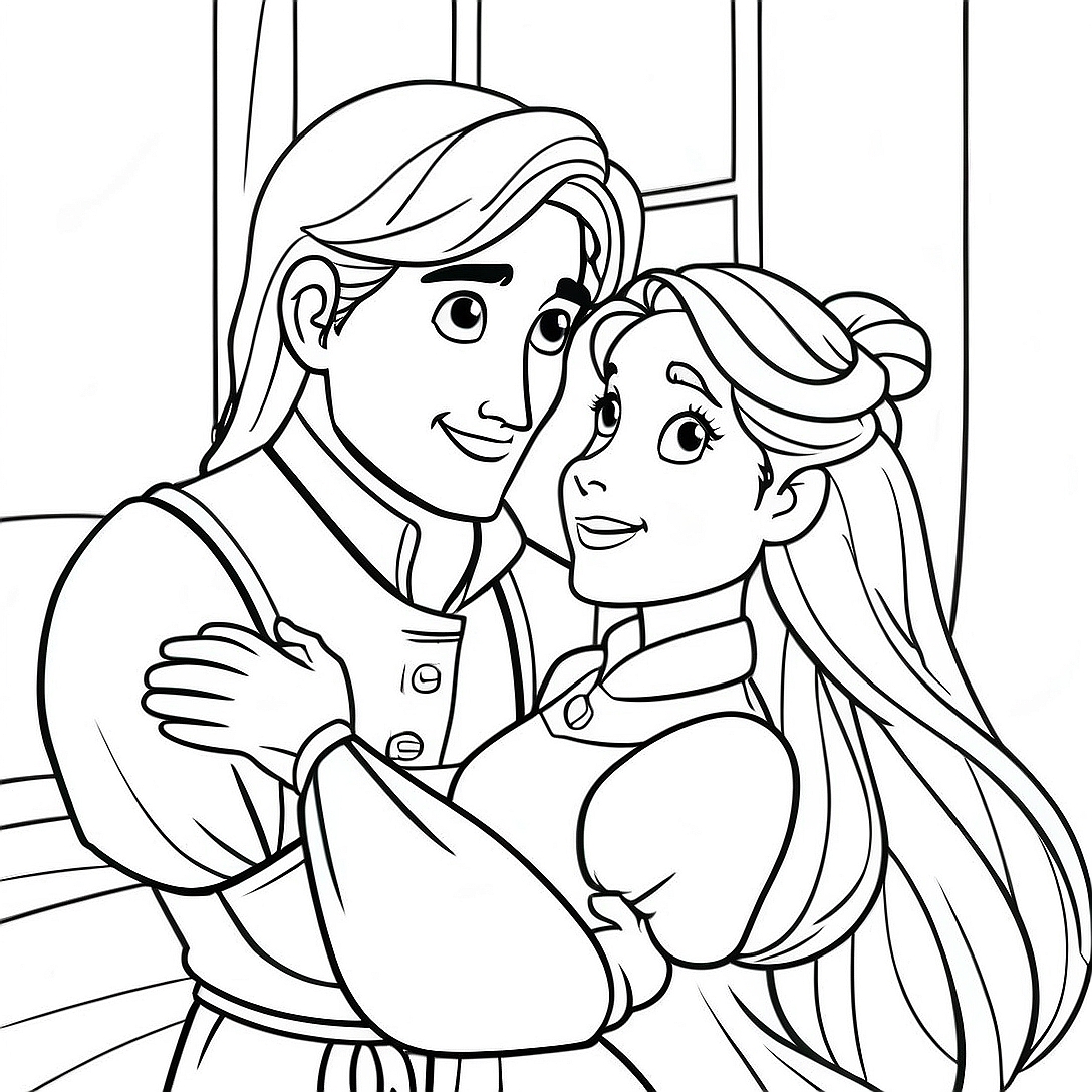 Rapunzel and Flynn Coloring Page | Rapunzel and Flynn coloring page