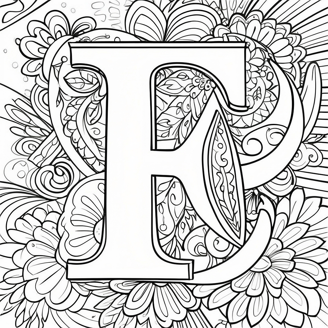 Fancy Letter F Coloring Page | Letter F coloring page