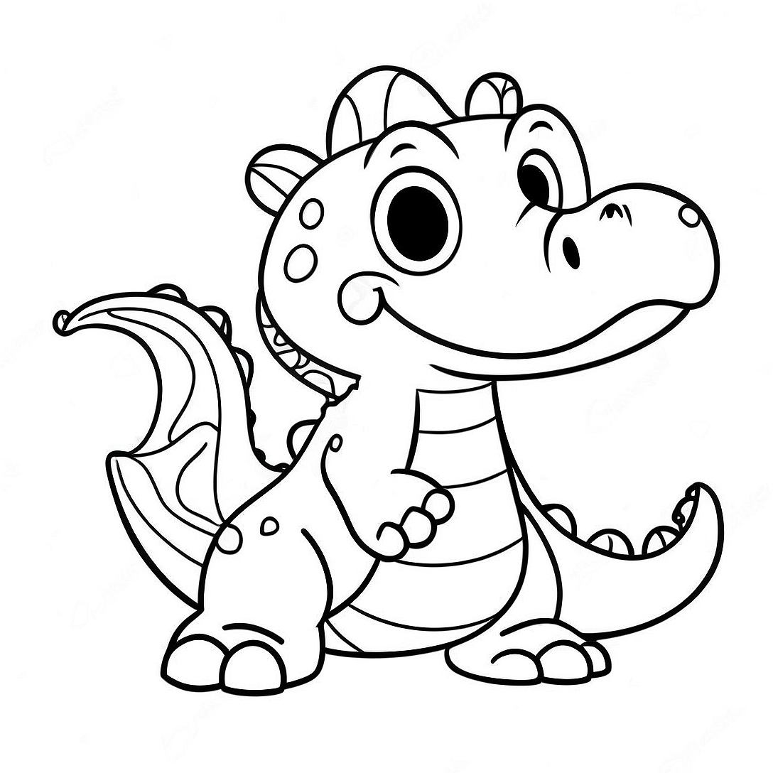 Cute Cartoon Crocodile Coloring Page | Crocodile coloring page