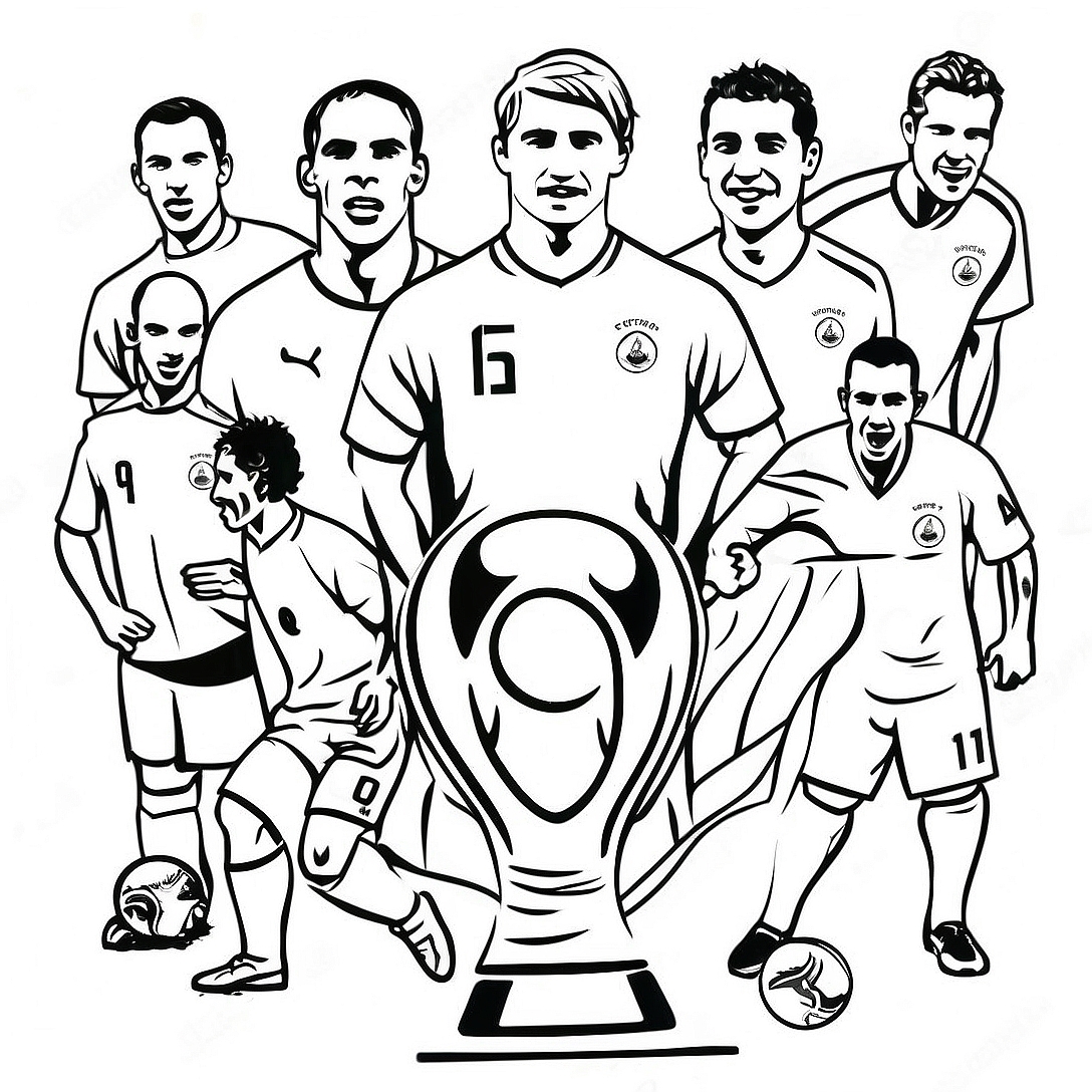 Exciting World Cup Soccer Players Coloring Page | World Cup Soccer coloring page