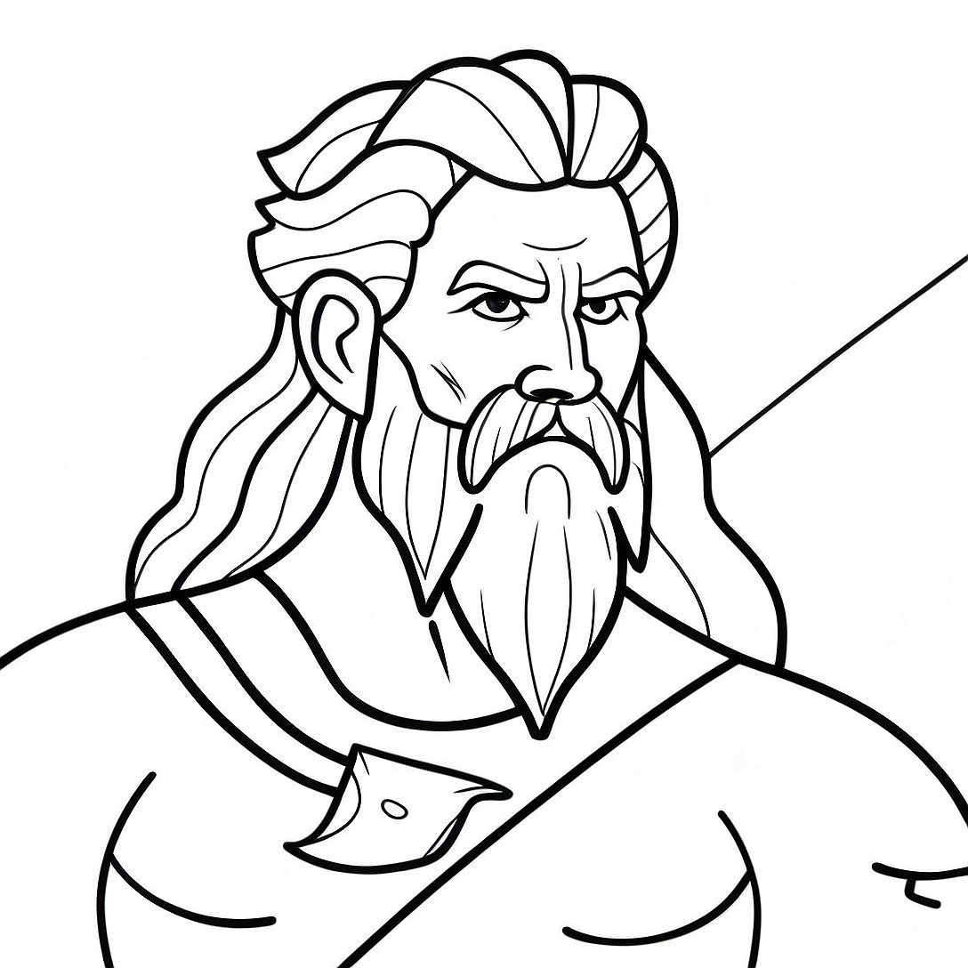 Zeus with Thunderbolt Coloring Page | Greek Mythology coloring page