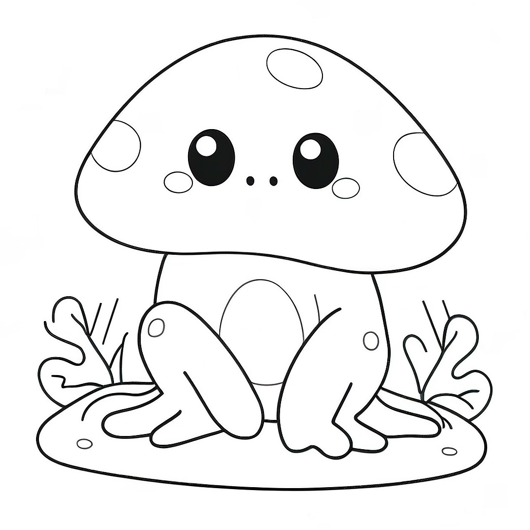 Cute Mushroom Frog Coloring Page | Cute Mushroom Frog coloring page