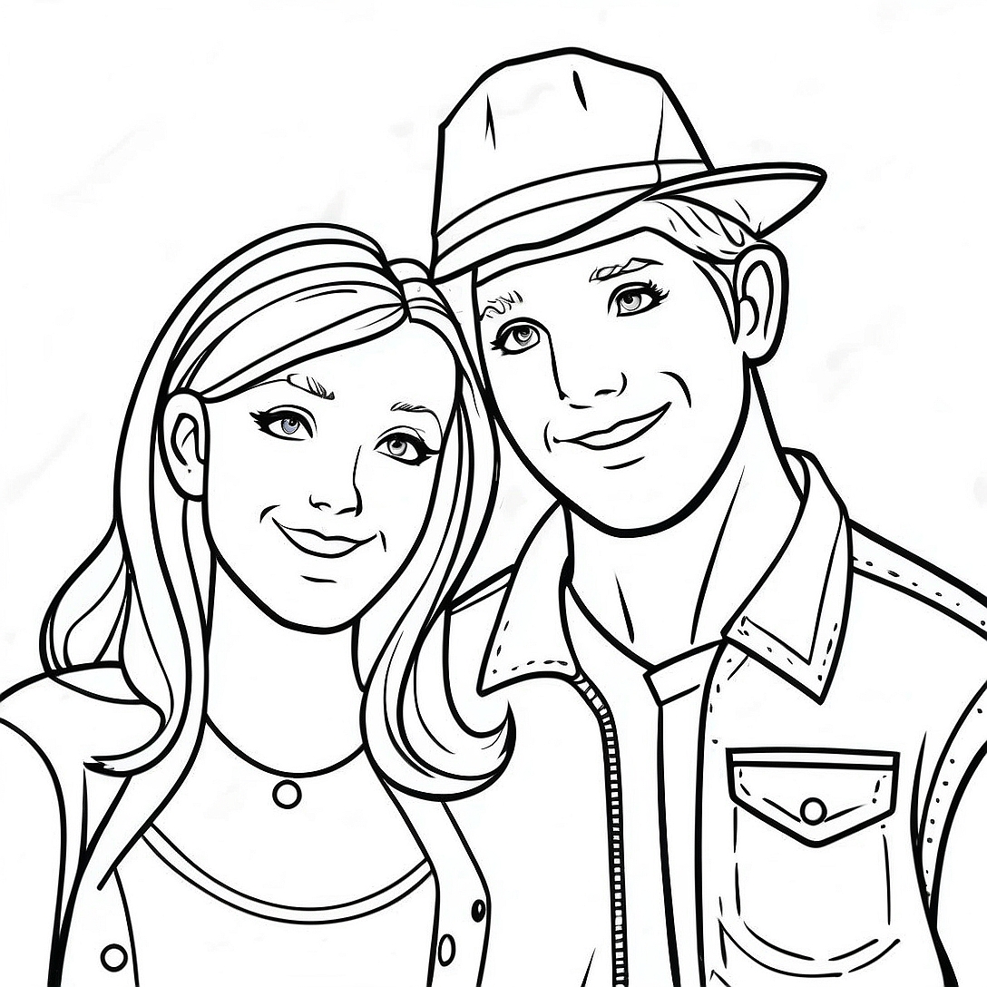 Boyfriend and Girlfriend in Funky Style Coloring Page | Friday Night Funkin coloring page