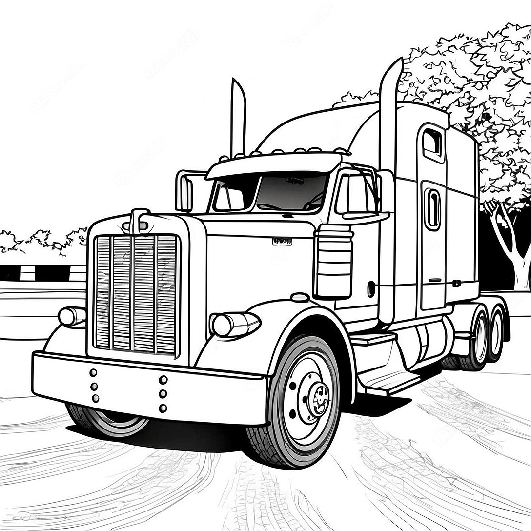 Classic Peterbilt Truck Coloring Page | Peterbilt coloring page