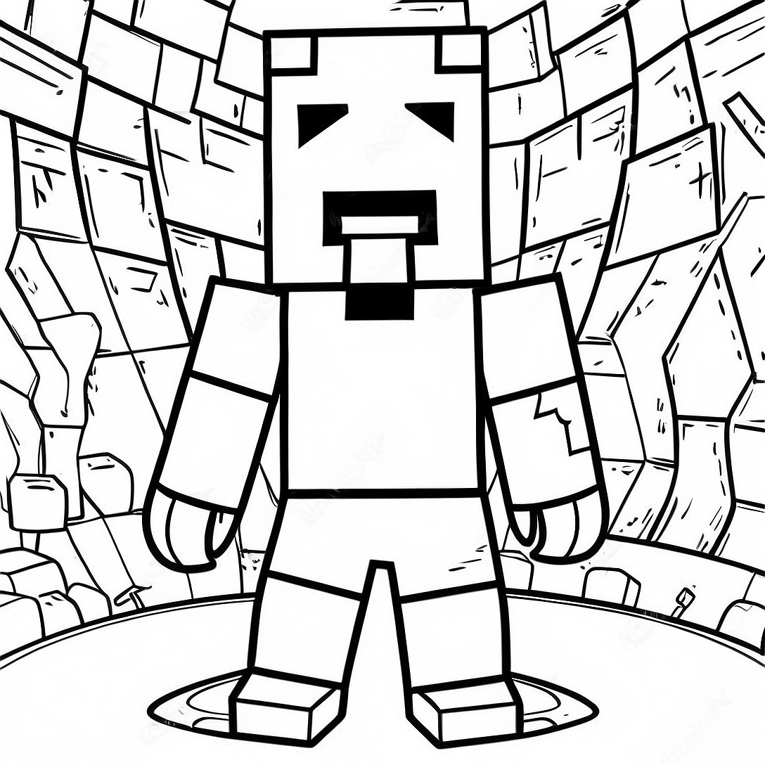 Minecraft Steve with Diamond Armor Coloring Page | Minecraft Steve coloring page