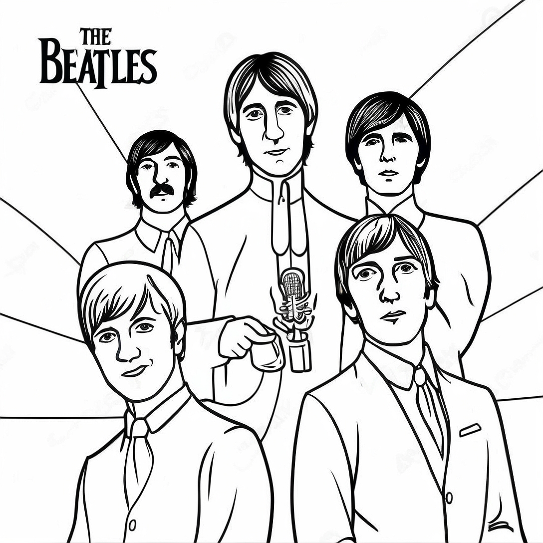Colorful Beatles Album Cover Coloring Page | Beatles coloring page
