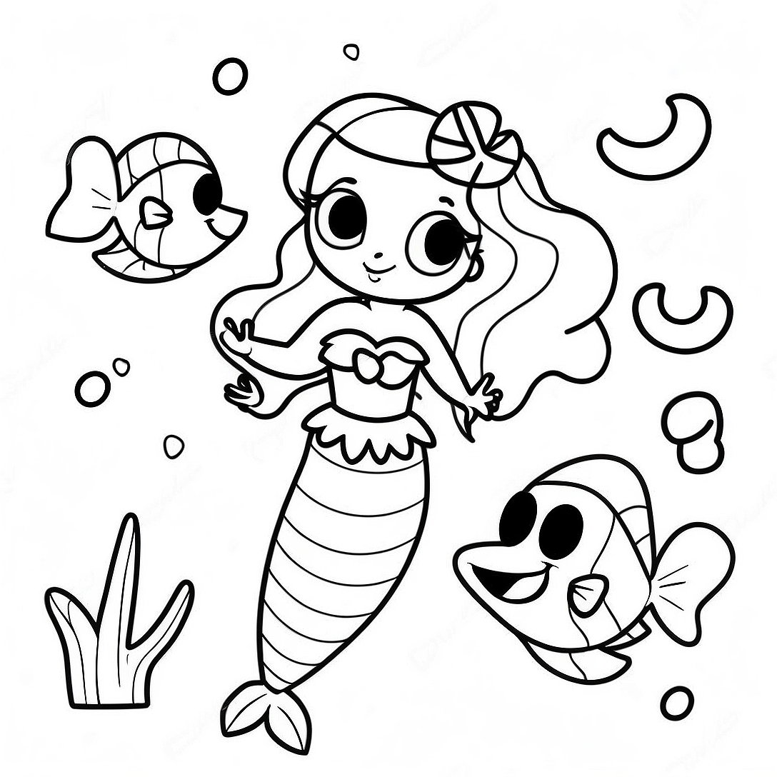 Little Mermaid 2 Ariel with Friends Coloring Page | Little Mermaid 2 coloring page