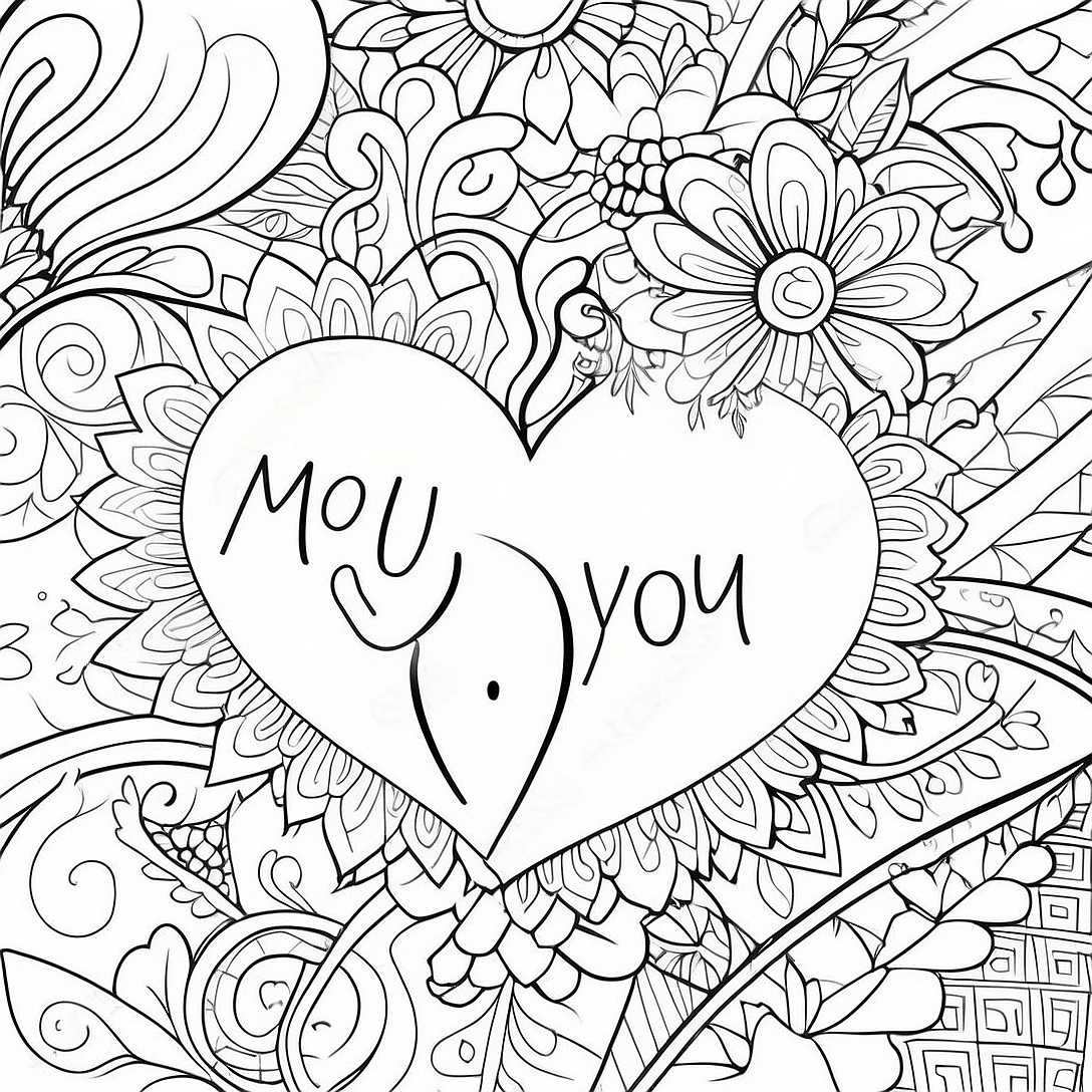 Heartfelt I Love You Mom and Dad Coloring Page | I Love You Mom and Dad coloring page