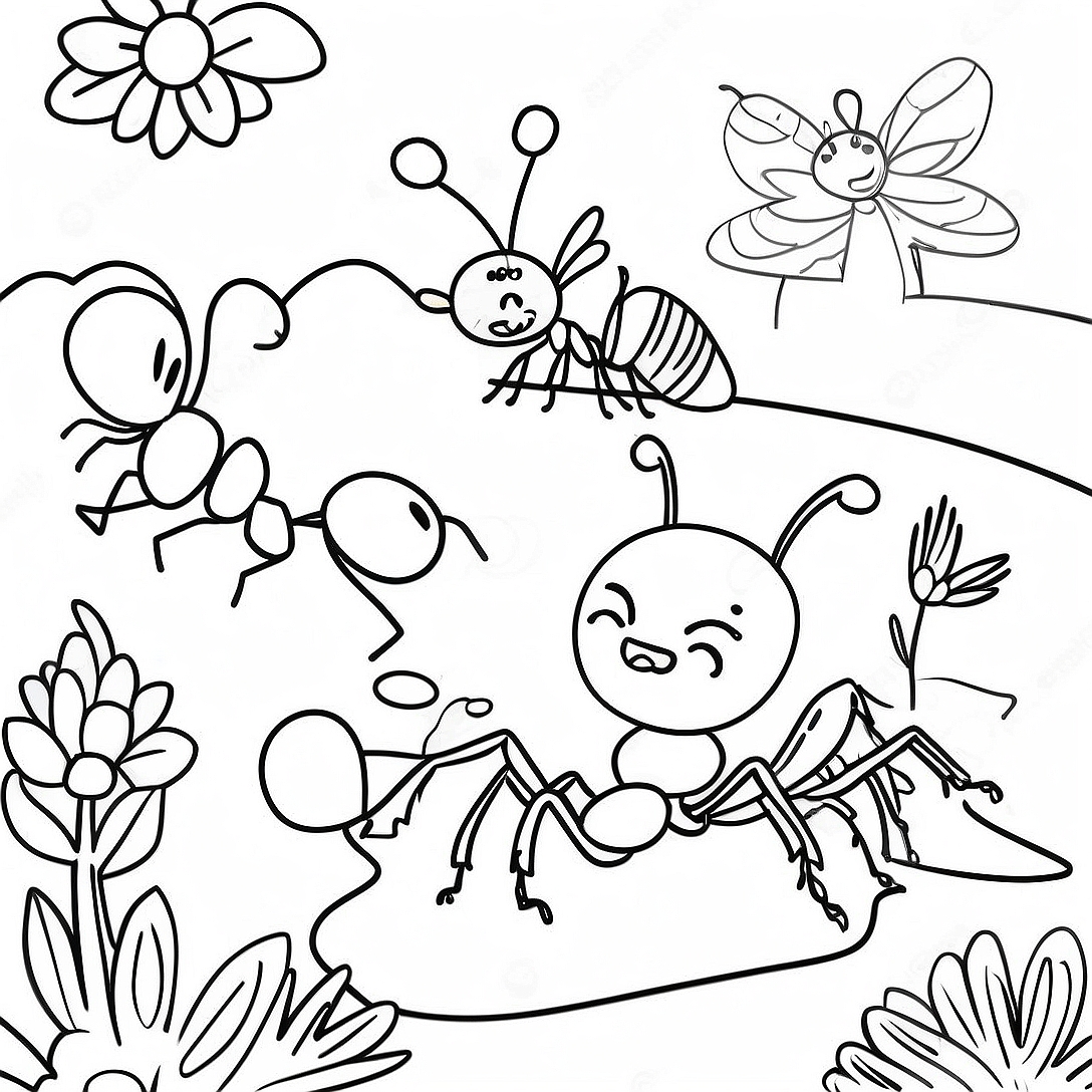 Colorful Ants in a Garden Coloring Page | A Bug's Life coloring page