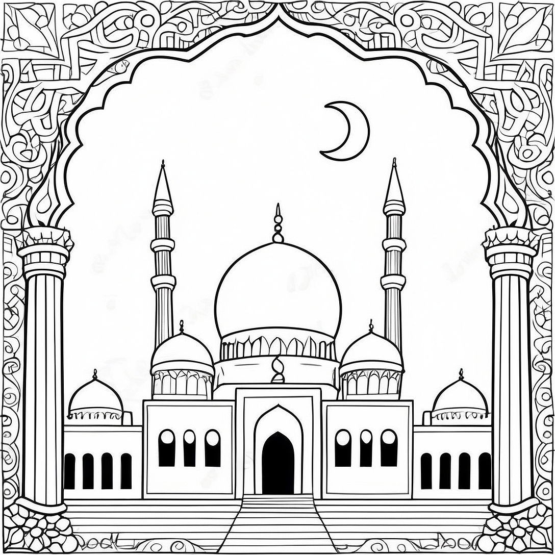 Islamic Mosque Coloring Page | Islamic coloring page