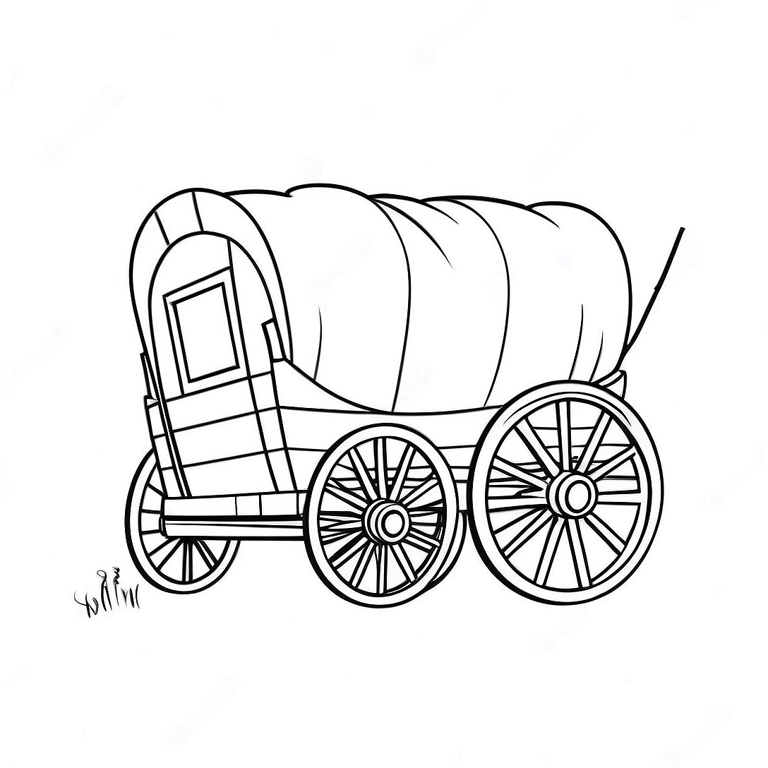 Pioneer Wagon Coloring Page | Pioneer coloring page