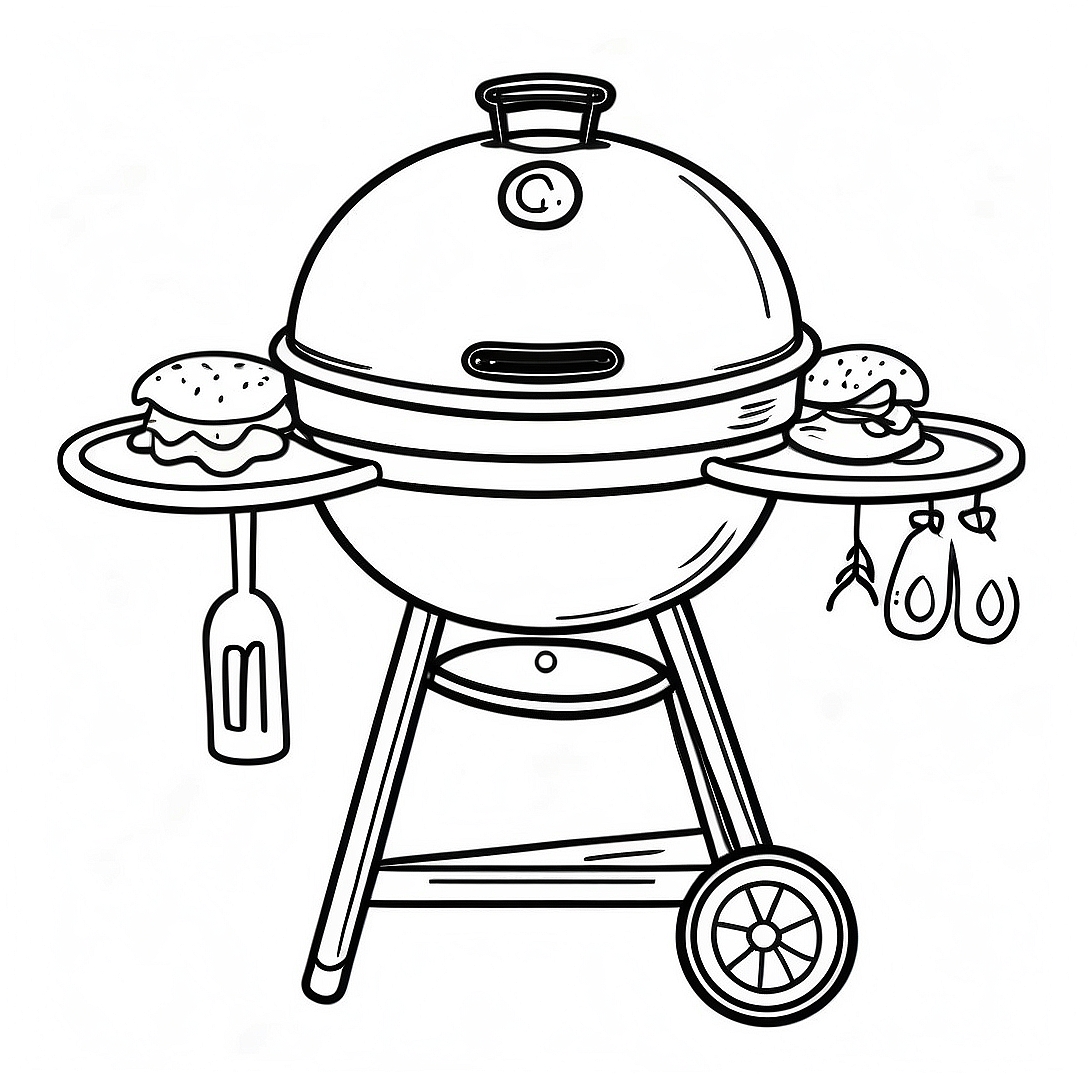 BBQ Grill Coloring Page | BBQ coloring page