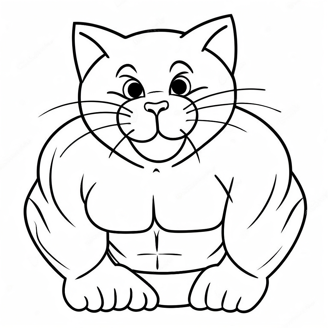 Meowscles Flexing Muscles Coloring Page | Meowscles coloring page