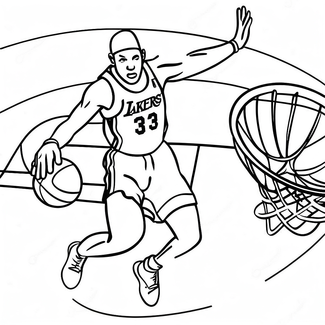 Lakers Player Dunking Coloring Page | Lakers coloring page