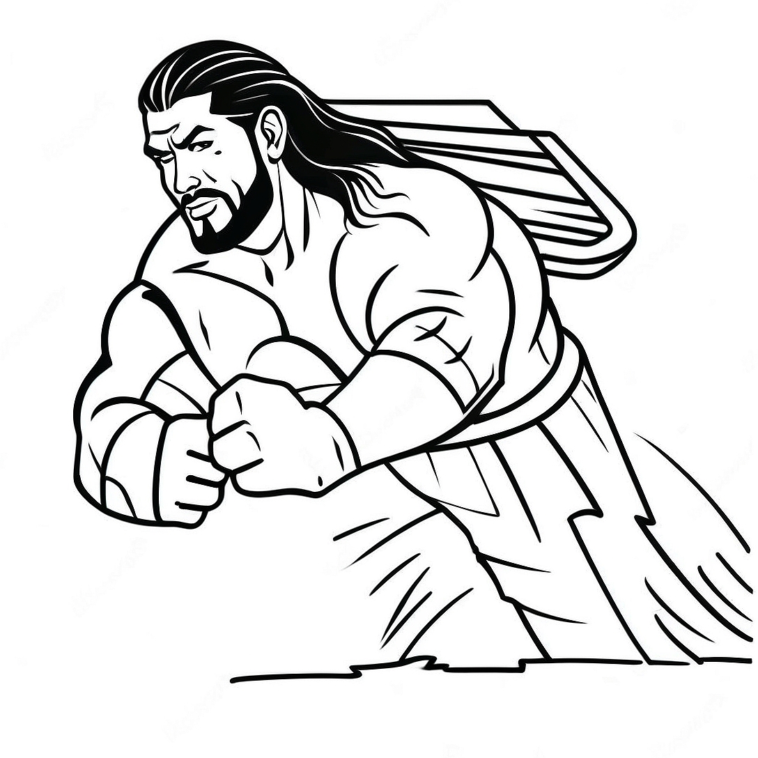 Roman Reigns in Action Coloring Page | Roman Reigns WWE coloring page