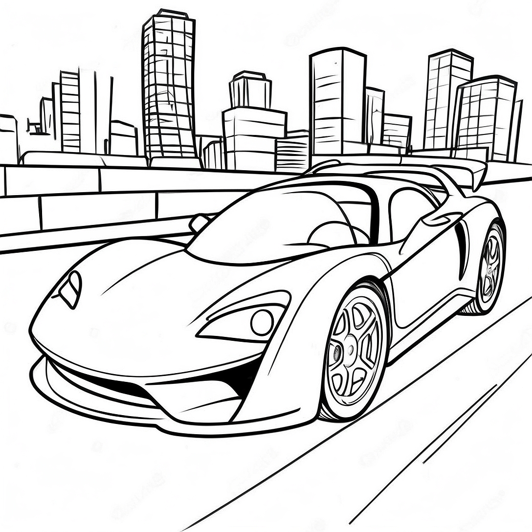 Spiderman Driving a Fast Car Coloring Page | Spiderman Car coloring page