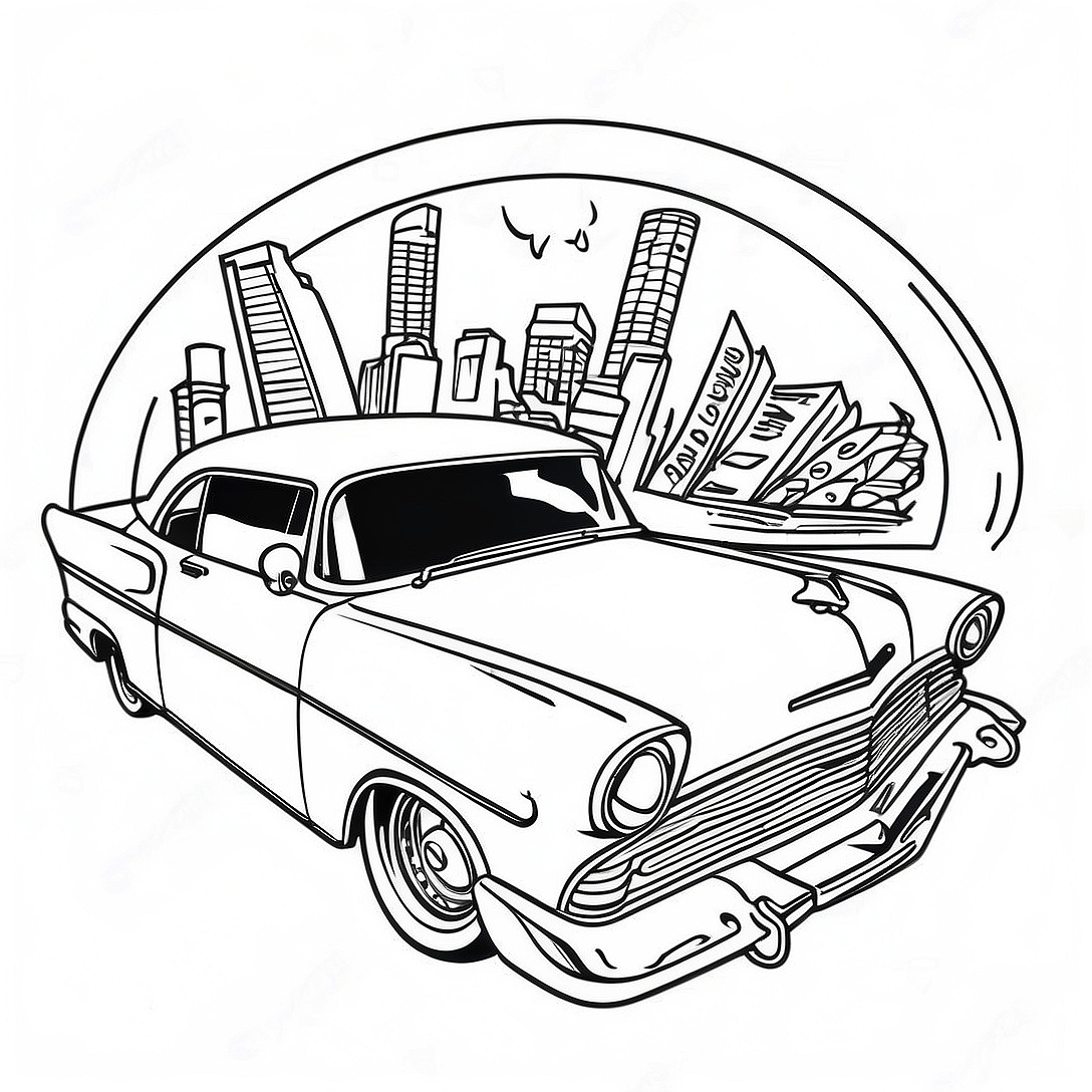 Chicano Lowrider Classic Car Coloring Page | Chicano Lowrider coloring page