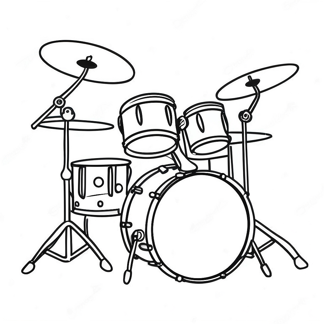 Colorful Drum Set Coloring Page | Drum coloring page