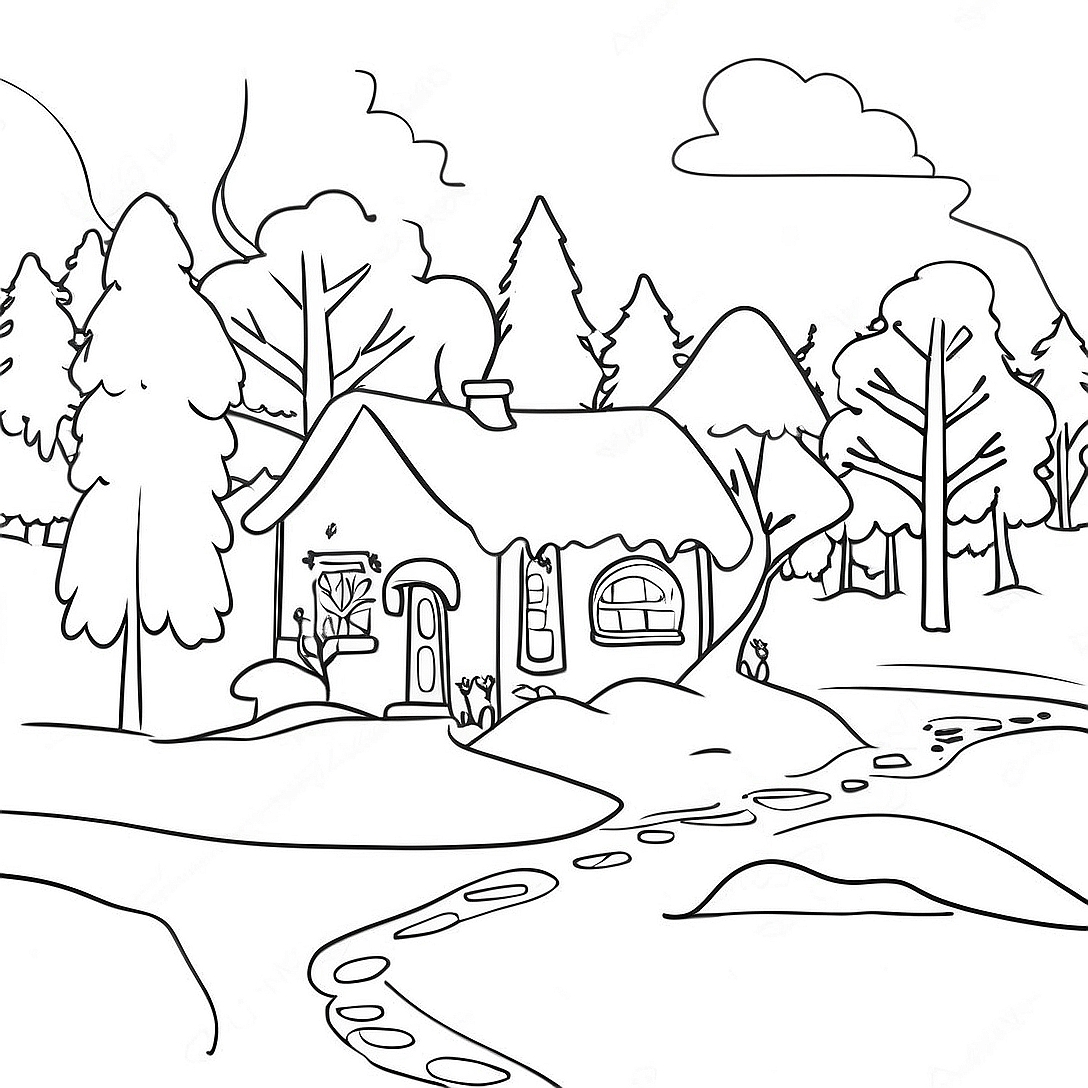 January Winter Wonderland Coloring Page | Months of the Year coloring page