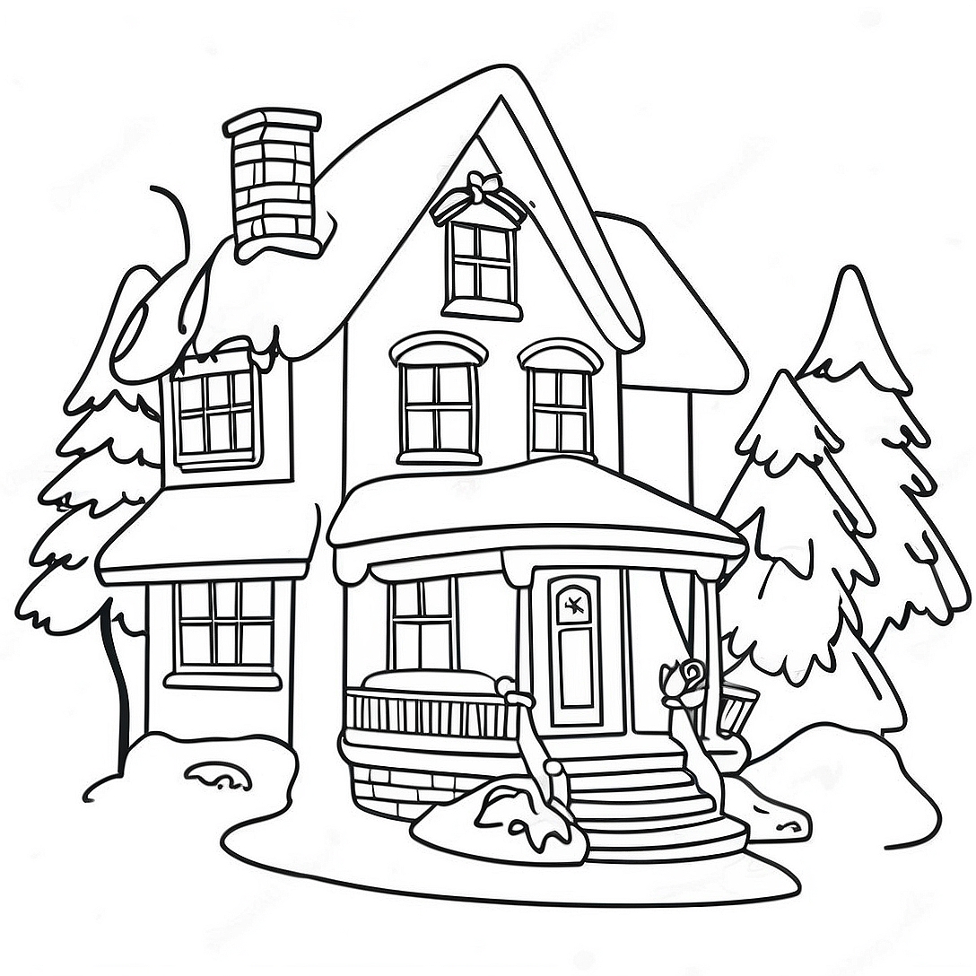Christmas House Coloring Page | Christmas House coloring page
