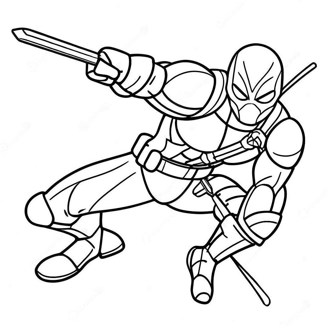 Deathstroke Action Pose Coloring Page | Deathstroke coloring page
