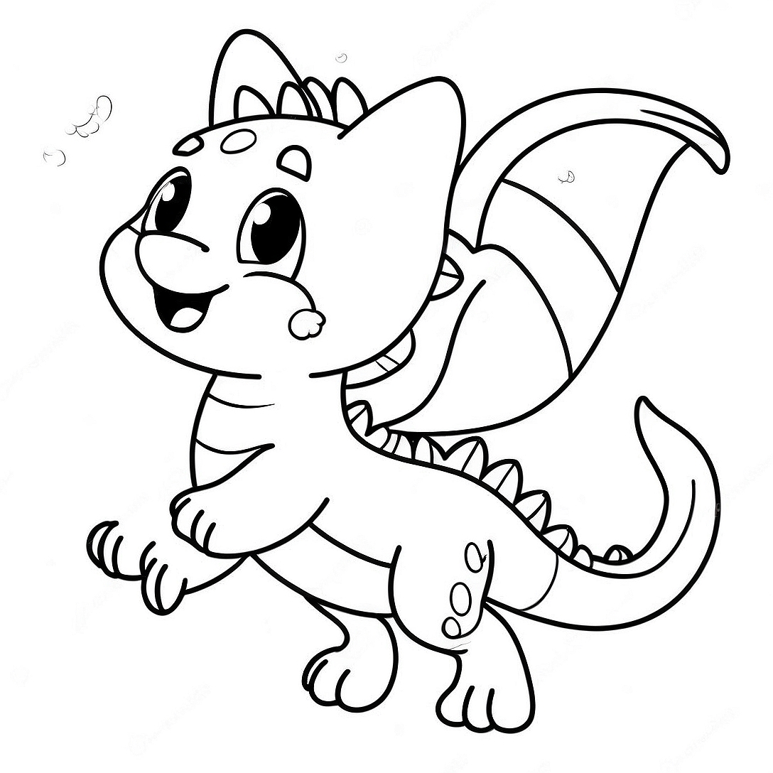 Cute Cat Dragon Flying Coloring Page | Cat Dragon coloring page