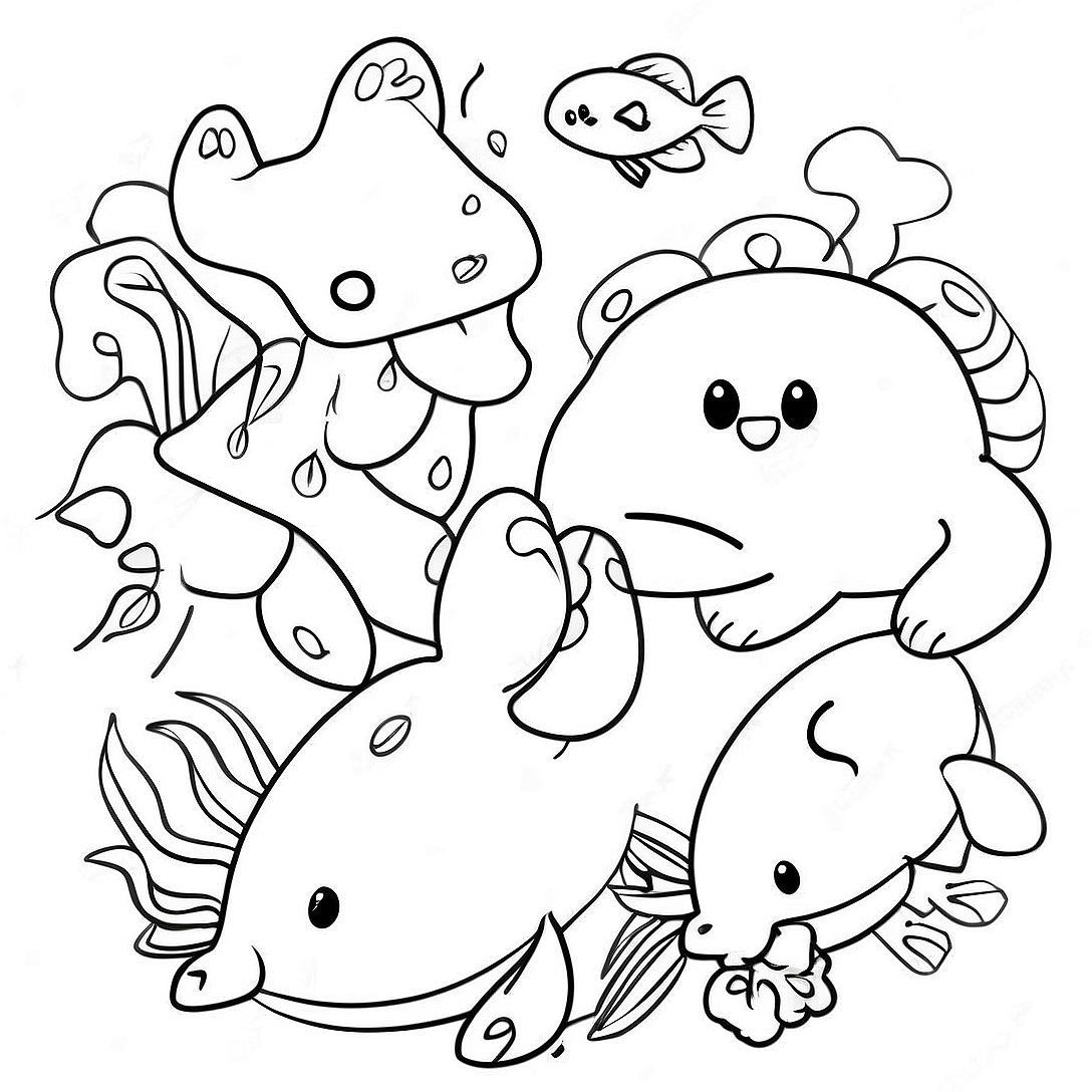 Colorful Food Chain with Animals Coloring Page | Food Chain coloring page