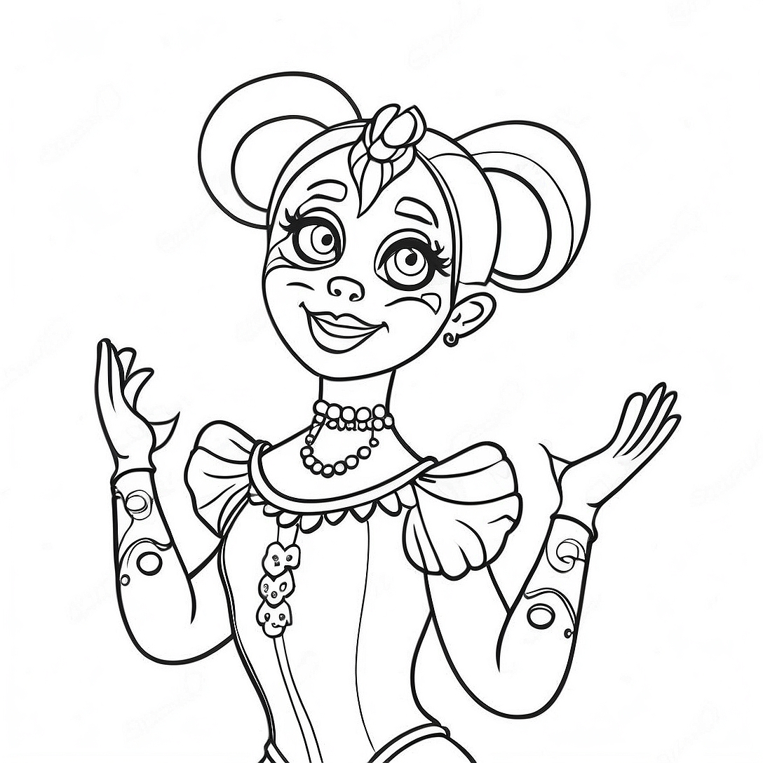 Ballora Dancing Gracefully Coloring Page | Ballora coloring page
