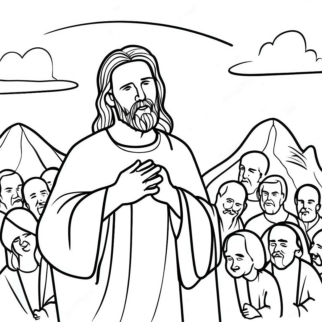 Sermon on the Mount Coloring Page | Sermon on the Mount coloring page