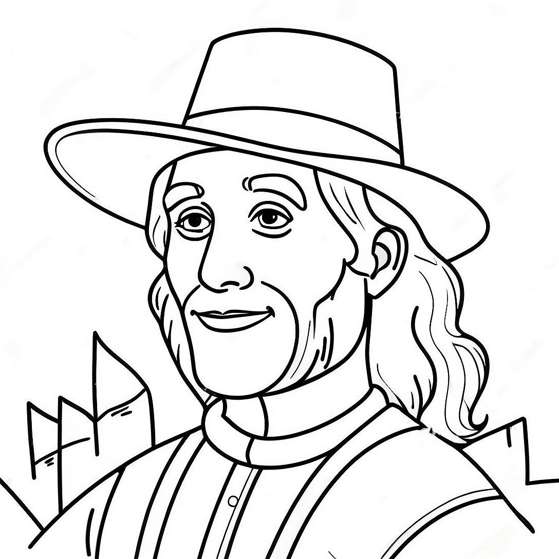 Easy Pilgrim Coloring Page | Easy Pilgrim coloring page