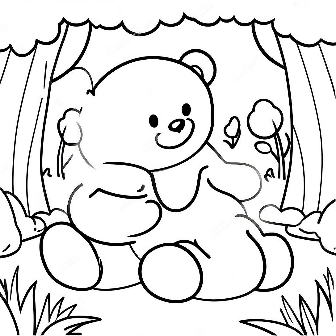 Cute Gummy Bears in a Forest Coloring Page | Gummy Bears coloring page