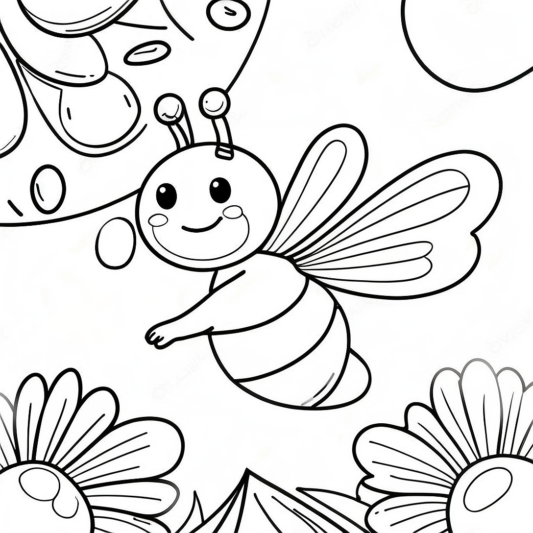 Buzzing Bee Flying Coloring Page | Bee Movie coloring page
