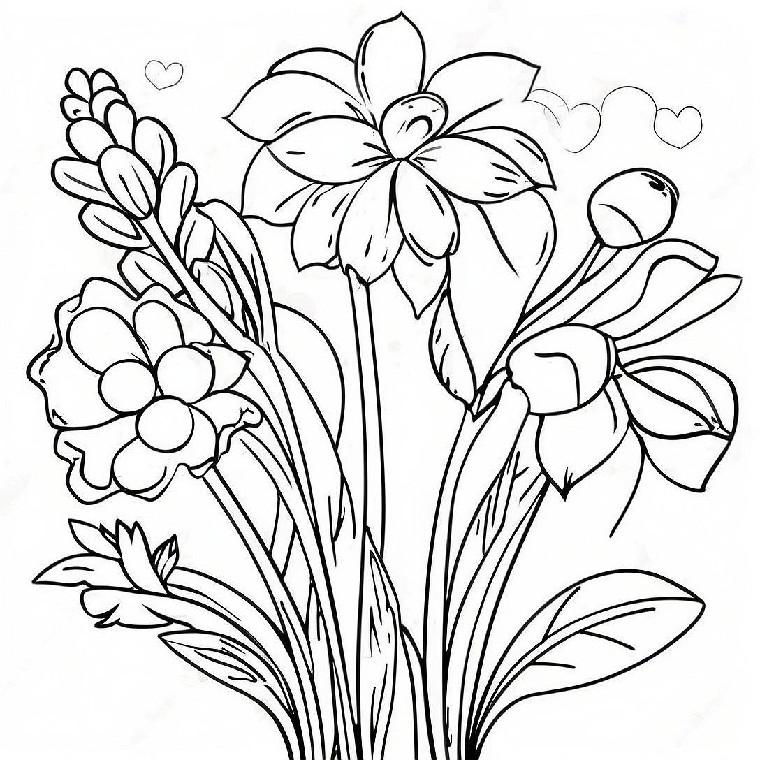 Festive Shavuot Flowers Coloring Page | Shavuot coloring page