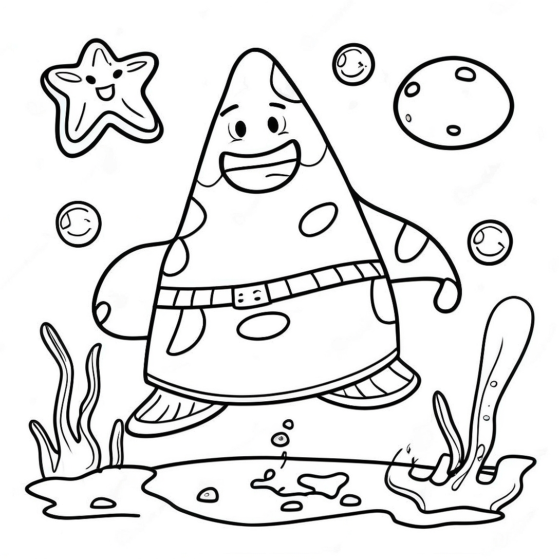 Funny Patrick Star Underwater Coloring Page | Patrick coloring page