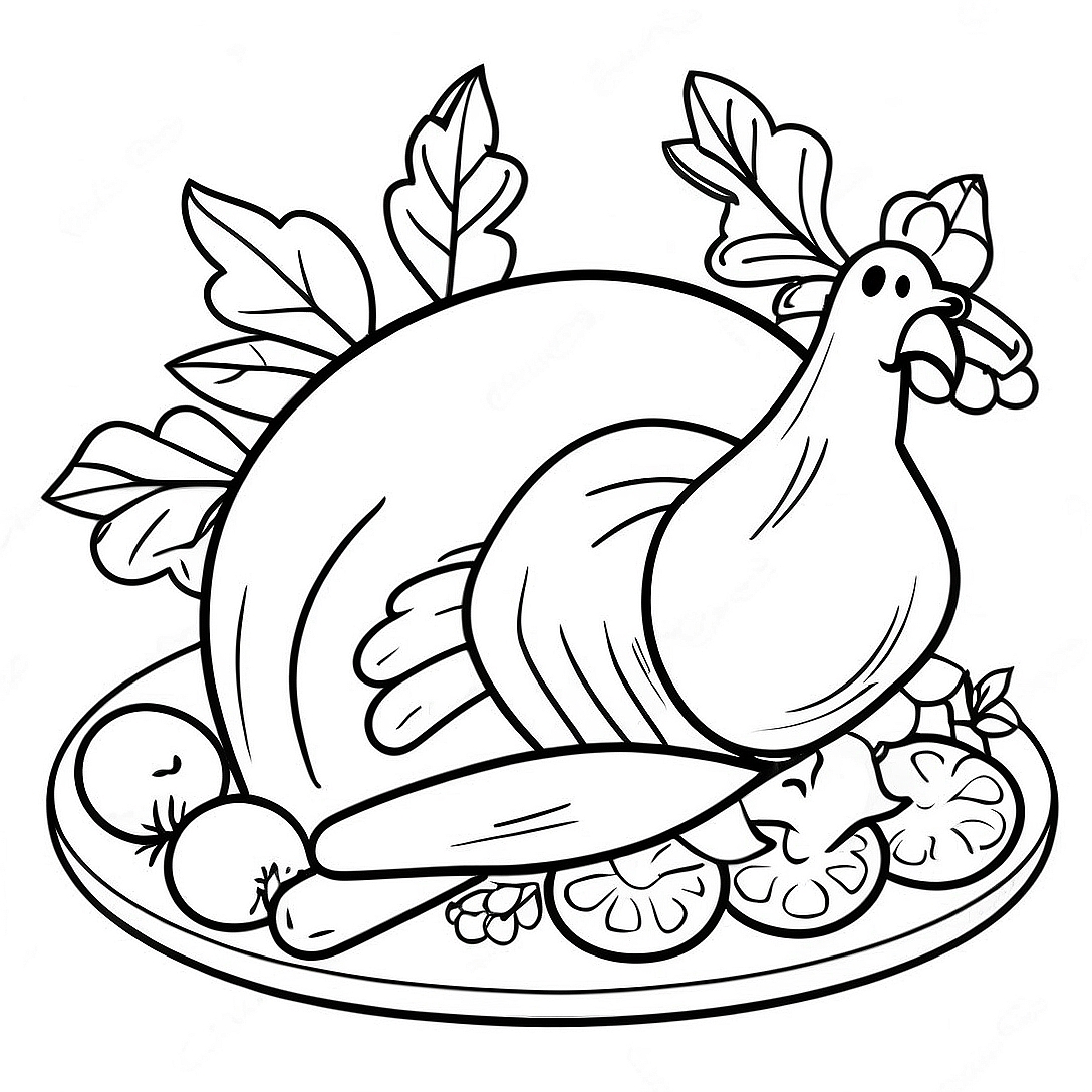 Cooked Turkey Coloring Page | Cooked Turkey coloring page