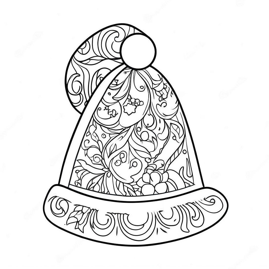 Christmas Hat Coloring Page | Christmas Hat coloring page