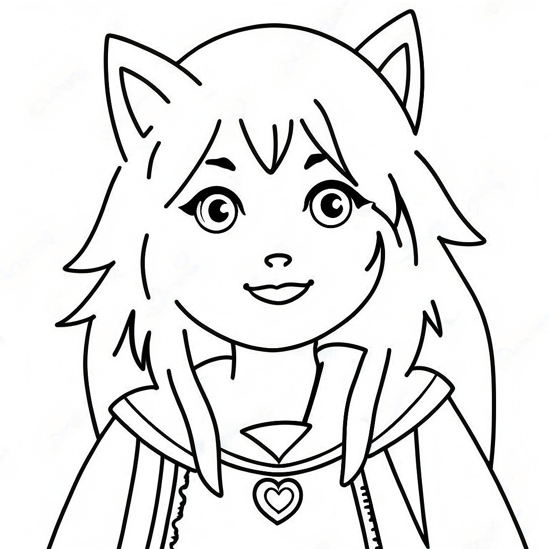 Wolf Girl Anime Coloring Page | Wolf Girl Anime coloring page