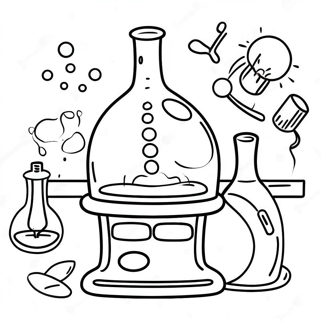 Science Lab Experiment Coloring Page | Science Lab coloring page