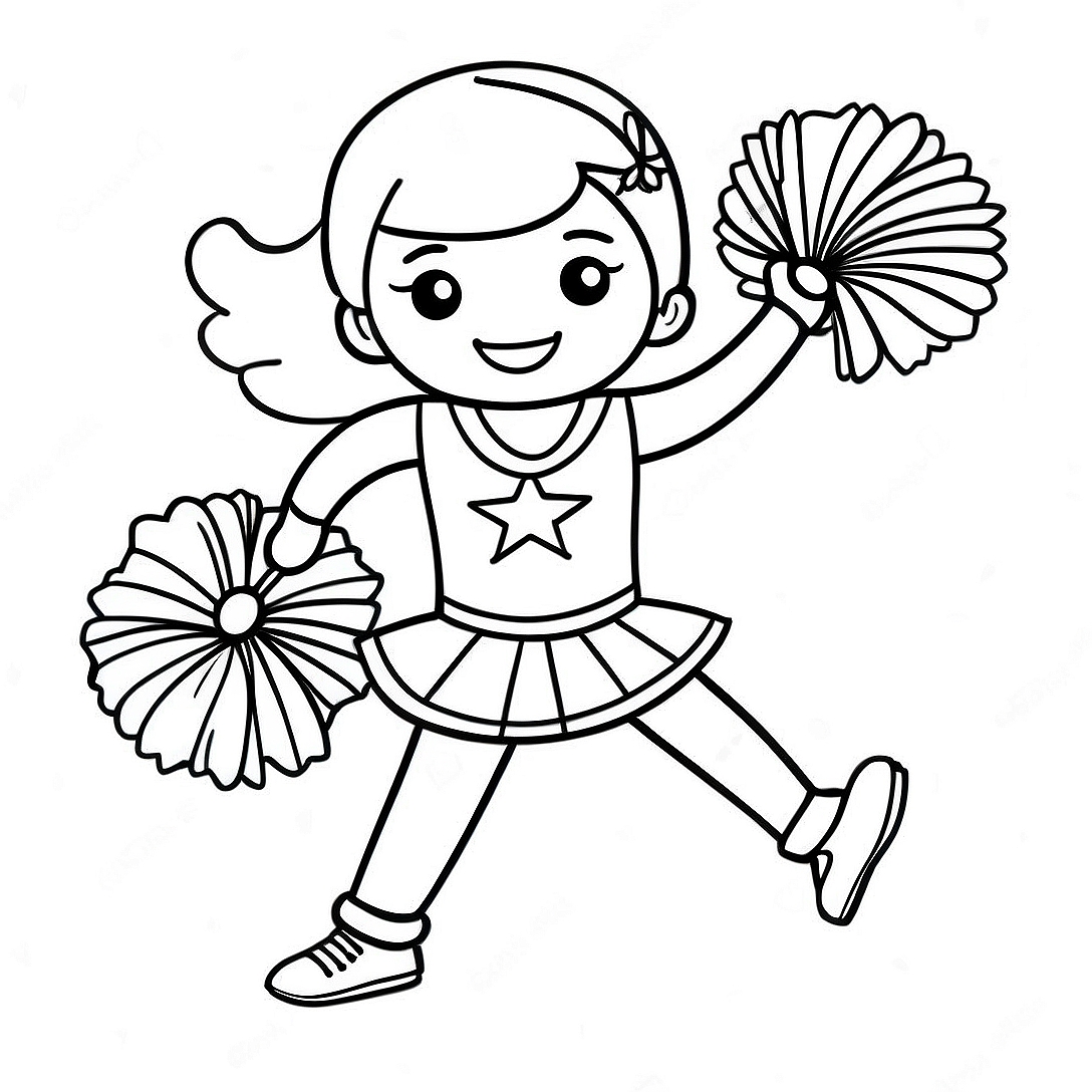 All Star Cheerleader in Uniform Coloring Page | All Star Cheer coloring page