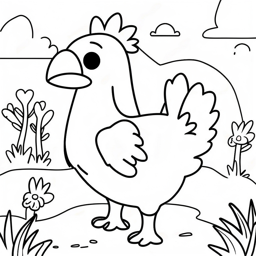 Chocobo in a Colorful Landscape Coloring Page | Final Fantasy coloring page