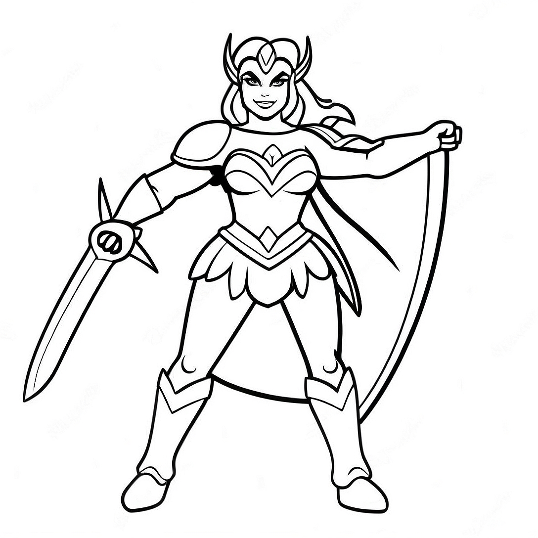 She Ra in Battle Armor Coloring Page | She Ra coloring page