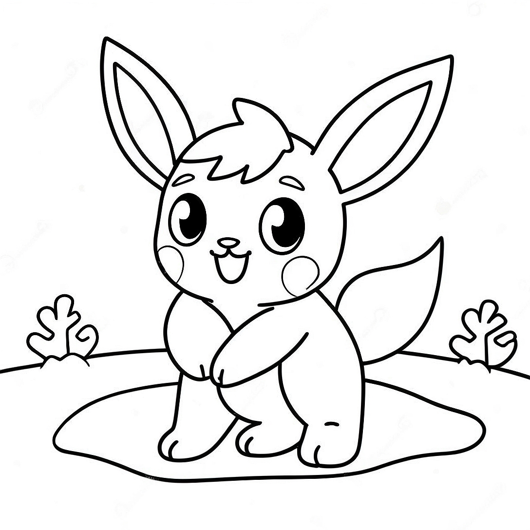 Cute Glaceon Playing in the Snow Coloring Page | Glaceon coloring page