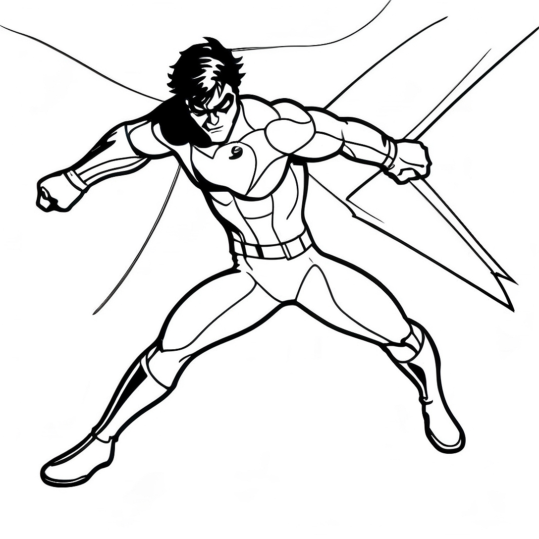 Dynamic Nightwing Flying Coloring Page | Nightwing Wings of Fire coloring page