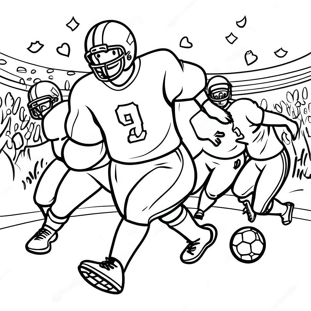 Exciting Football Game Scene Coloring Page | Football Field coloring page
