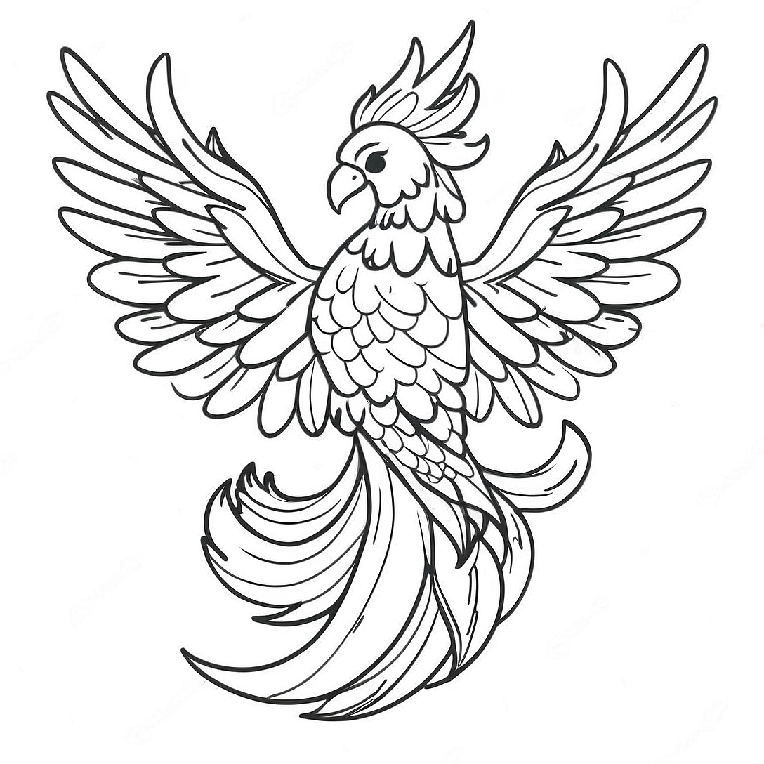 Fiery Phoenix Rising Coloring Page | Fire coloring page