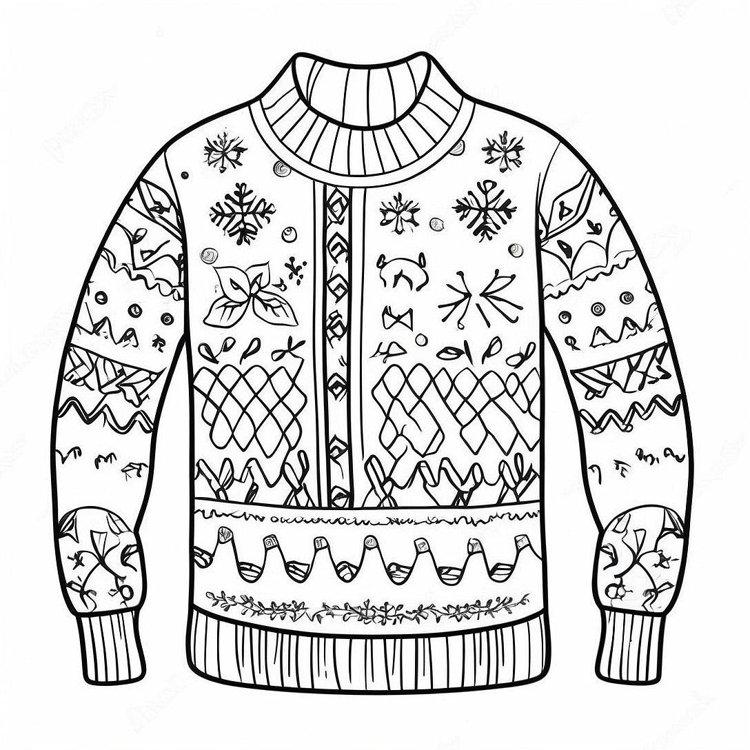 Cozy Winter Sweater Coloring Page | Winter Clothes coloring page