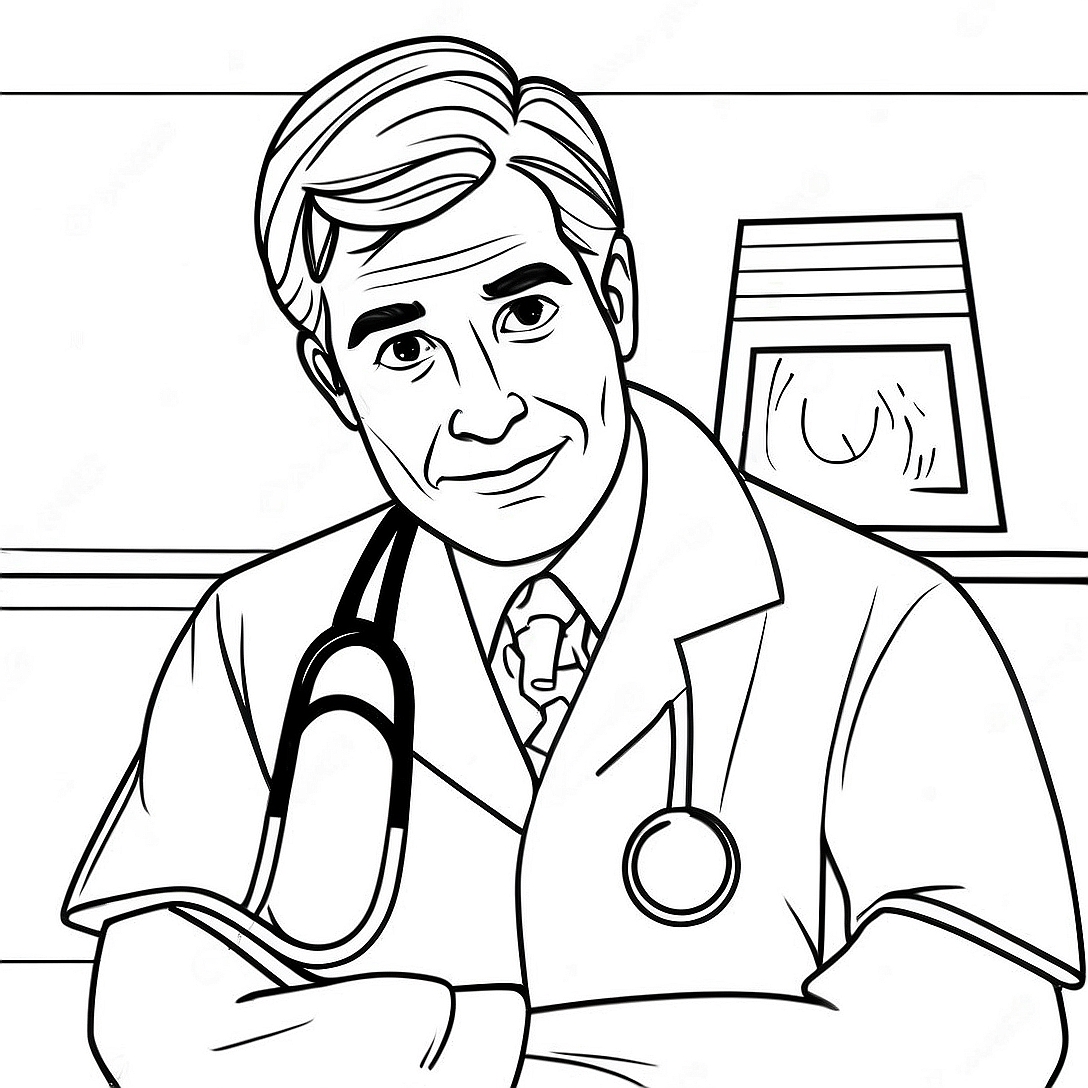 Doctor with Stethoscope Coloring Page | Medical for Adults coloring page