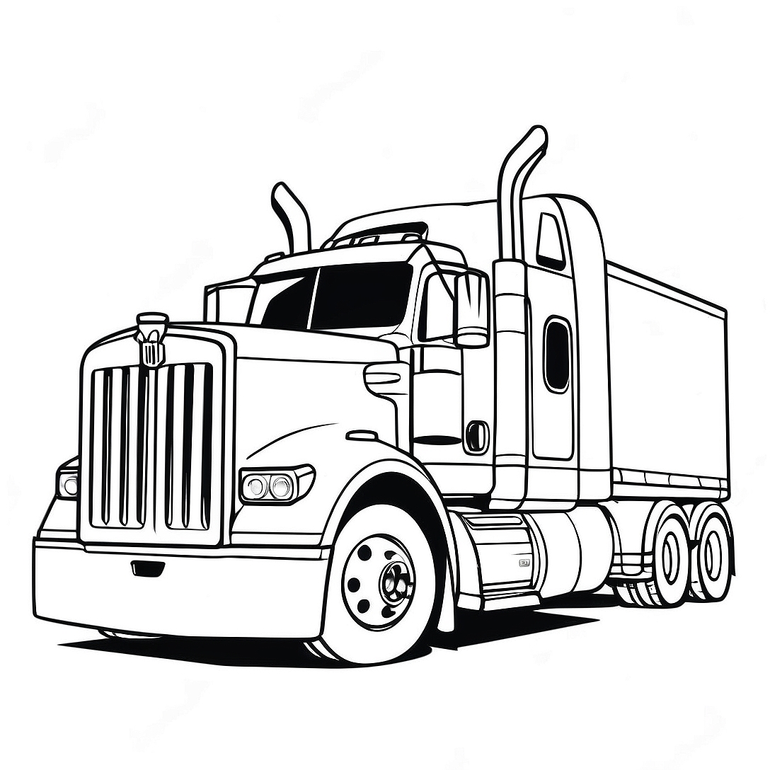 Big Kenworth Truck on the Highway Coloring Page | Kenworth Truck coloring page