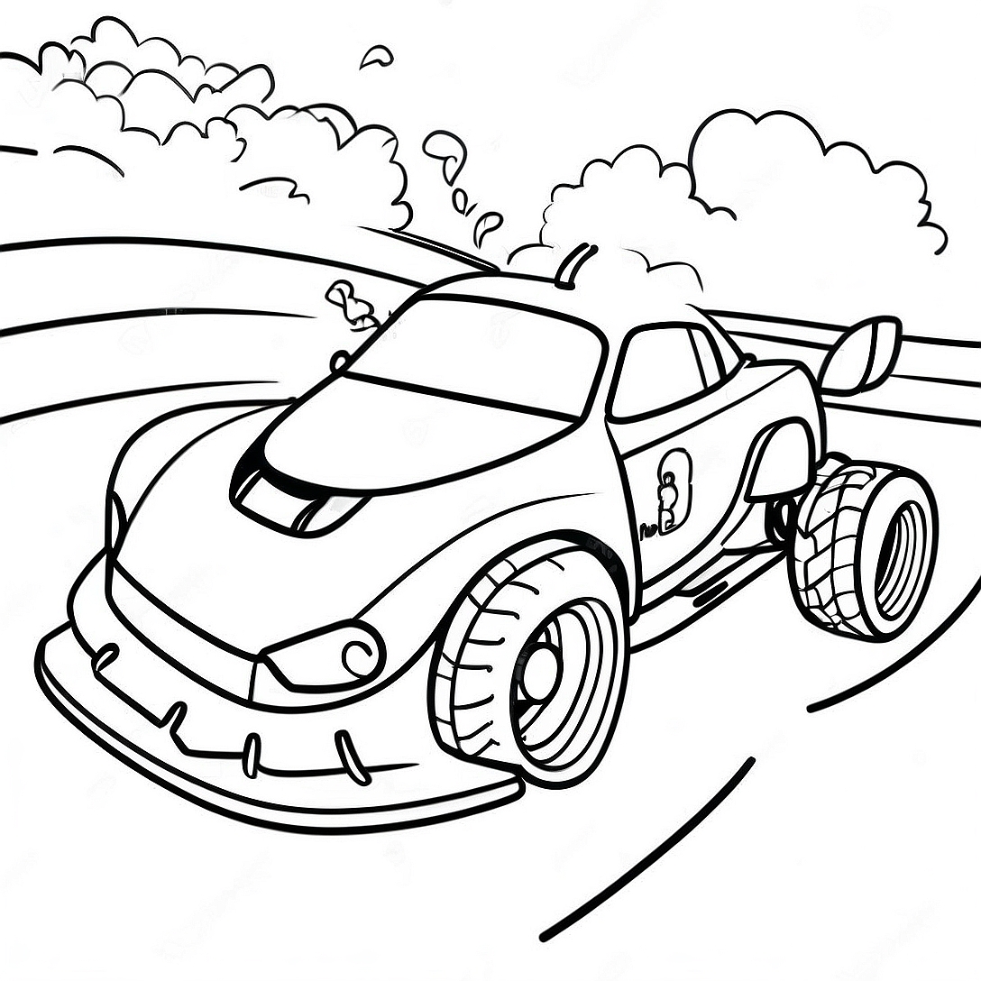 RC Car Racing on Track Coloring Page | RC Car coloring page
